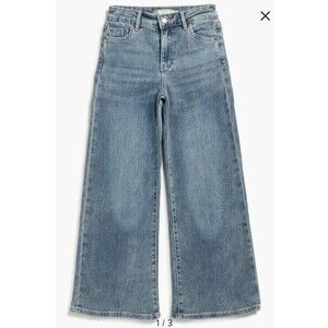 Tractr Girls Wide Leg Denim Stretch Pocket Whisker Blue Jeans Size 14 New